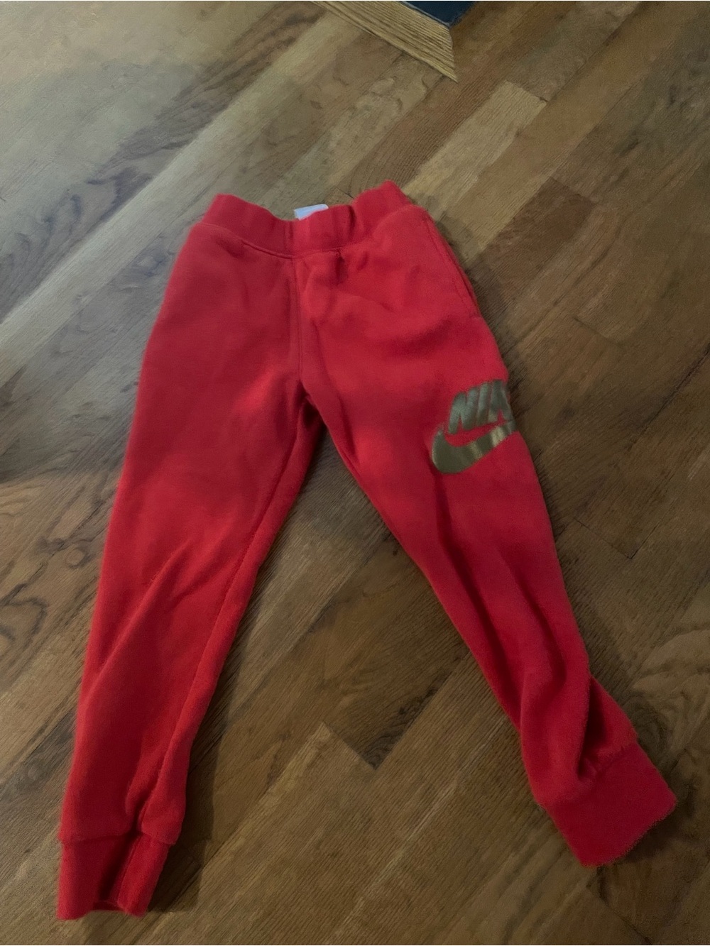 Nike Red Kids Joggers with Silver Logo